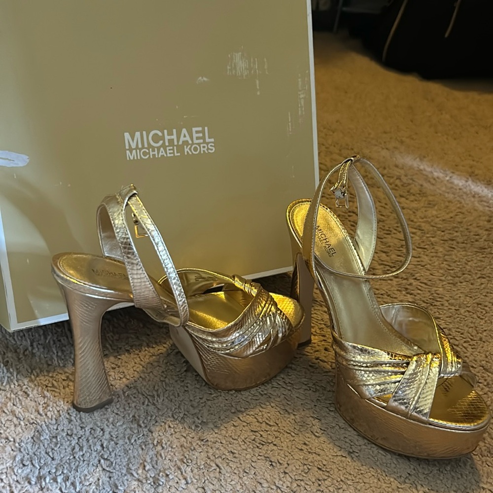 Gold Michael Kors platform sandals